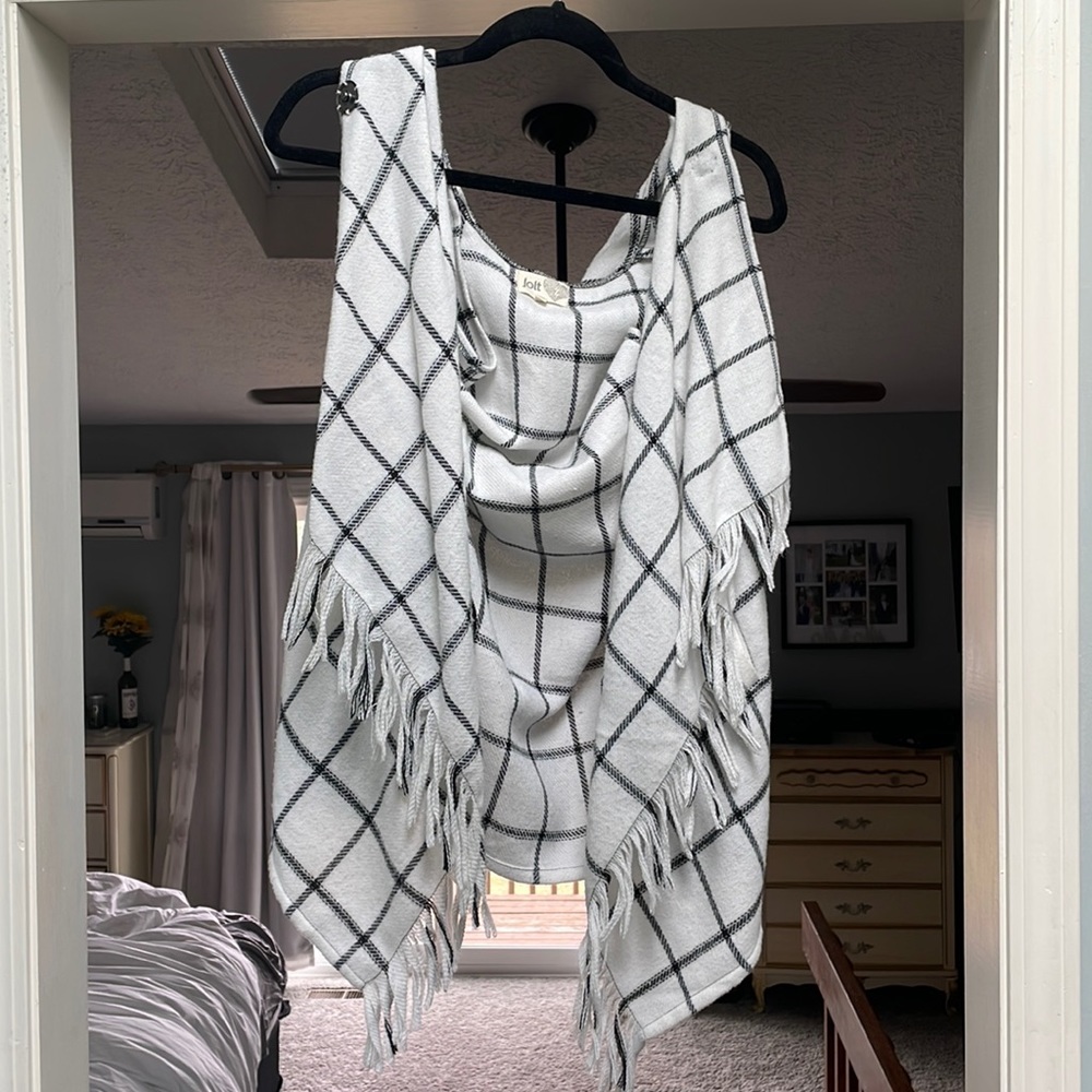 Checked/Fringe Vest